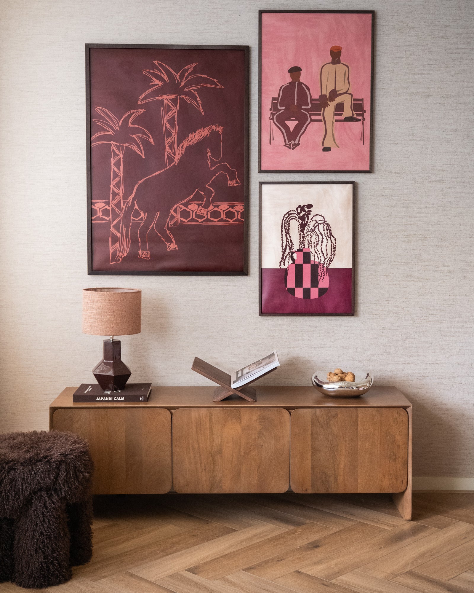 Saddle Squares Blush + Dark Wood Lijst