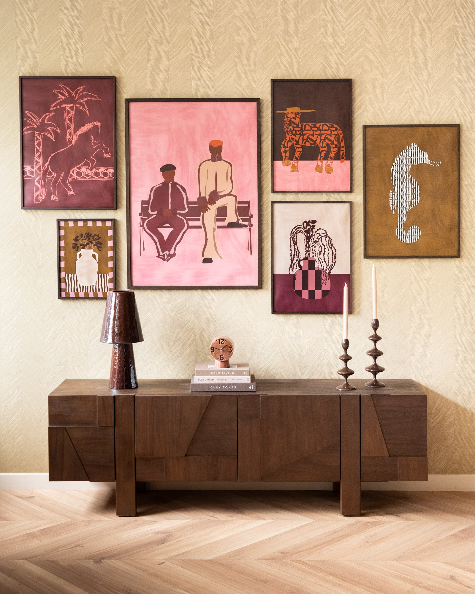 Saddle Squares Blush + Dark Wood Lijst