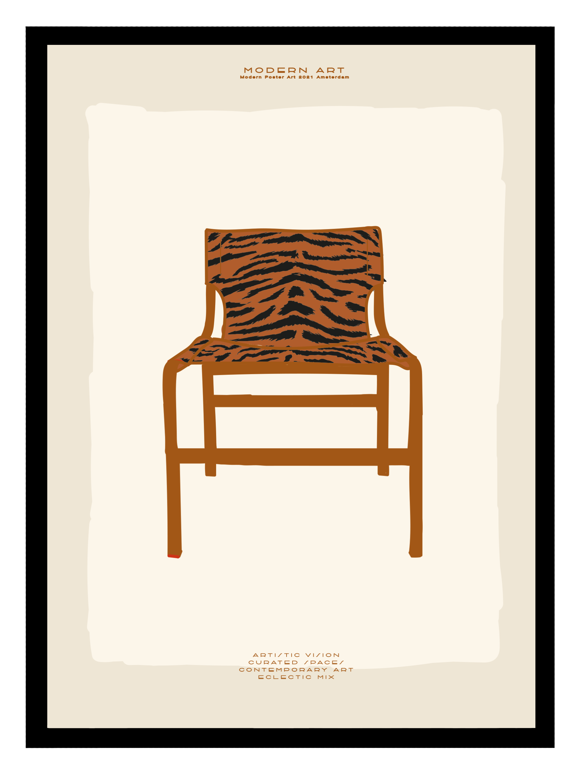 Stripes Chair Beige Poster