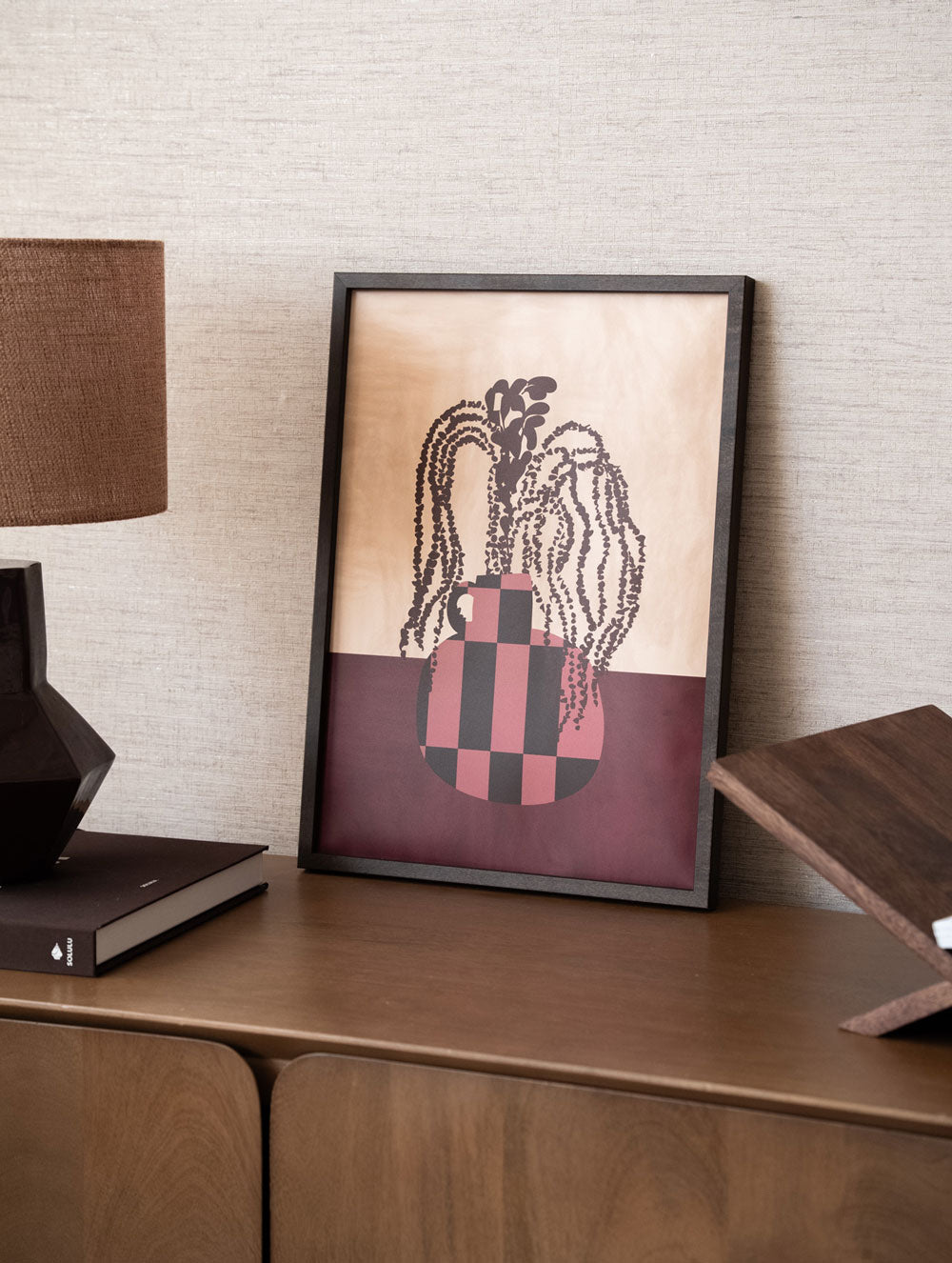 Saddle Squares Blush + Dark Wood Lijst