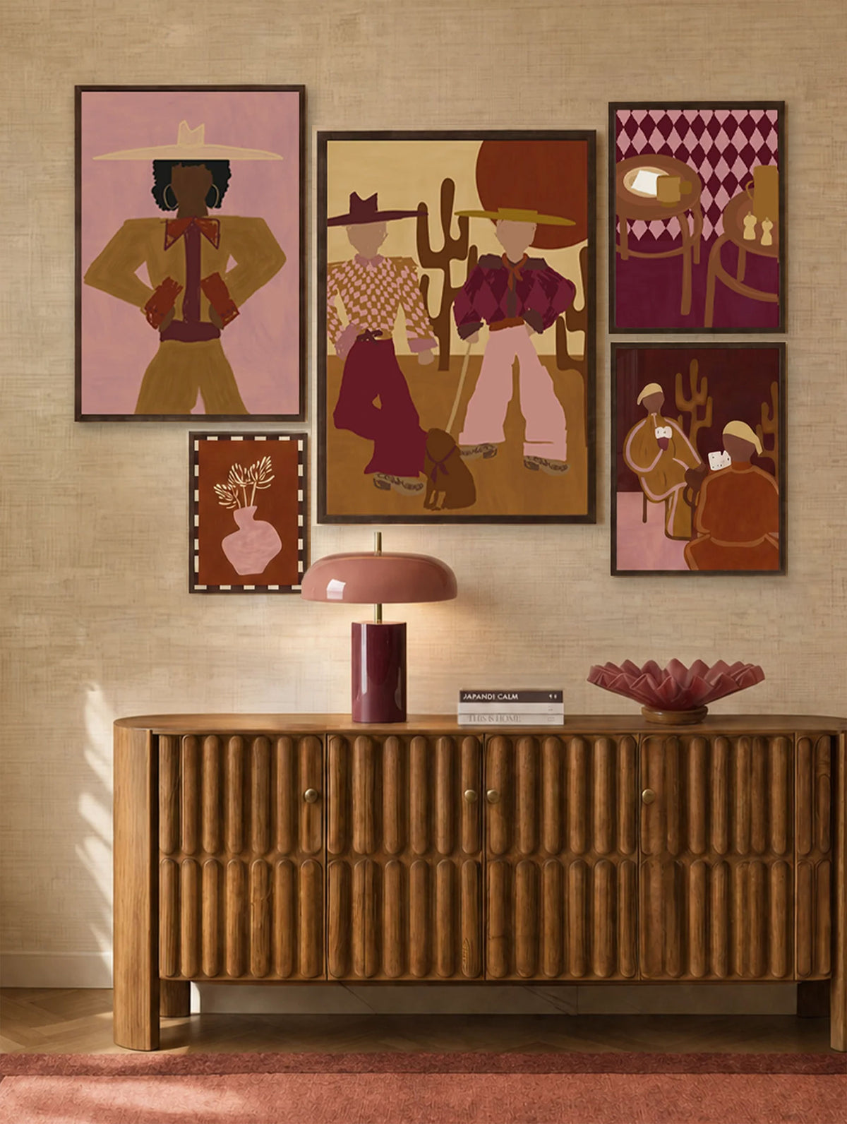Set Of 5 - Sundown Set 5 Prints + Dark Wood Lijsten