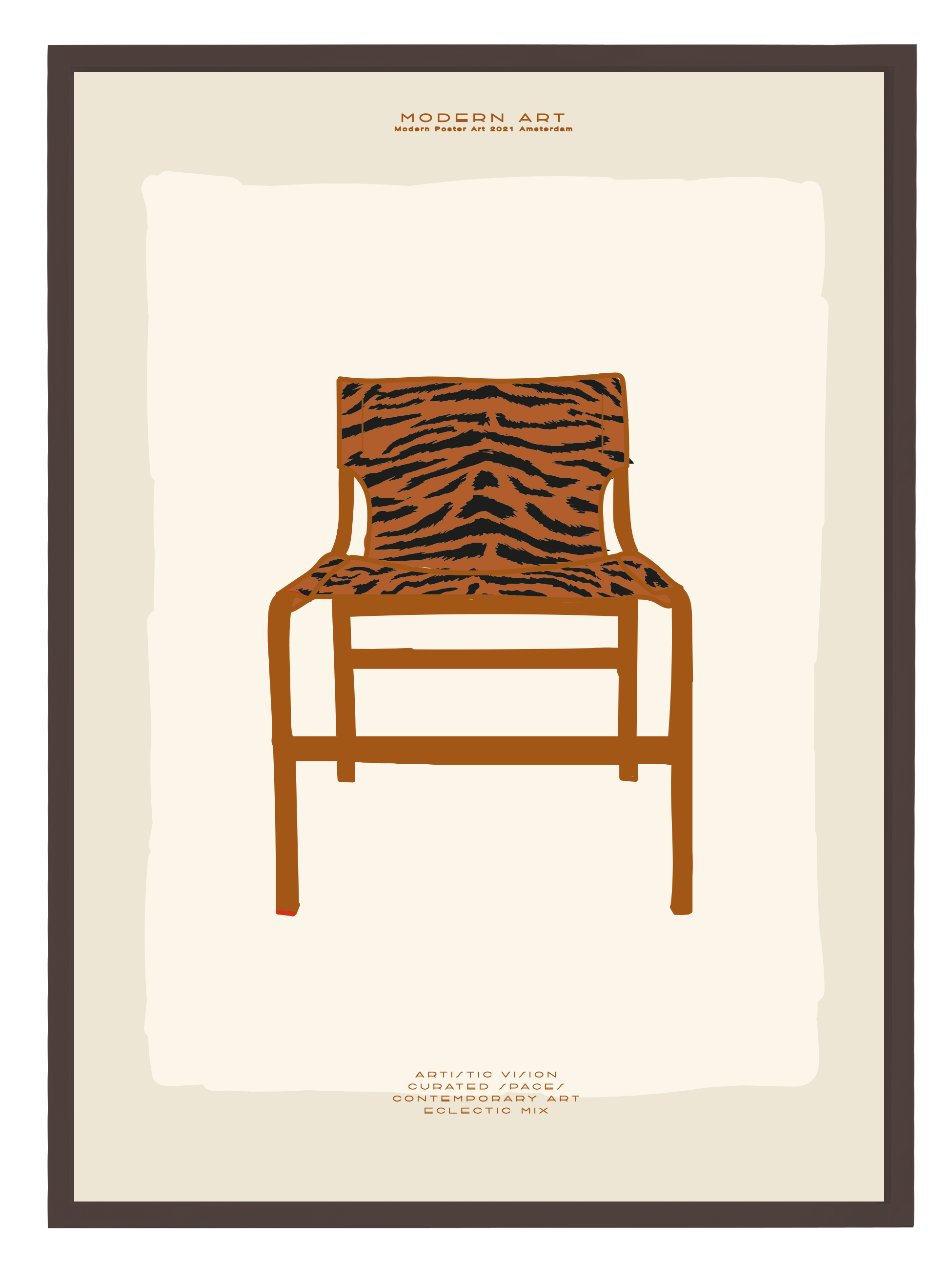 Stripes Chair Beige Poster