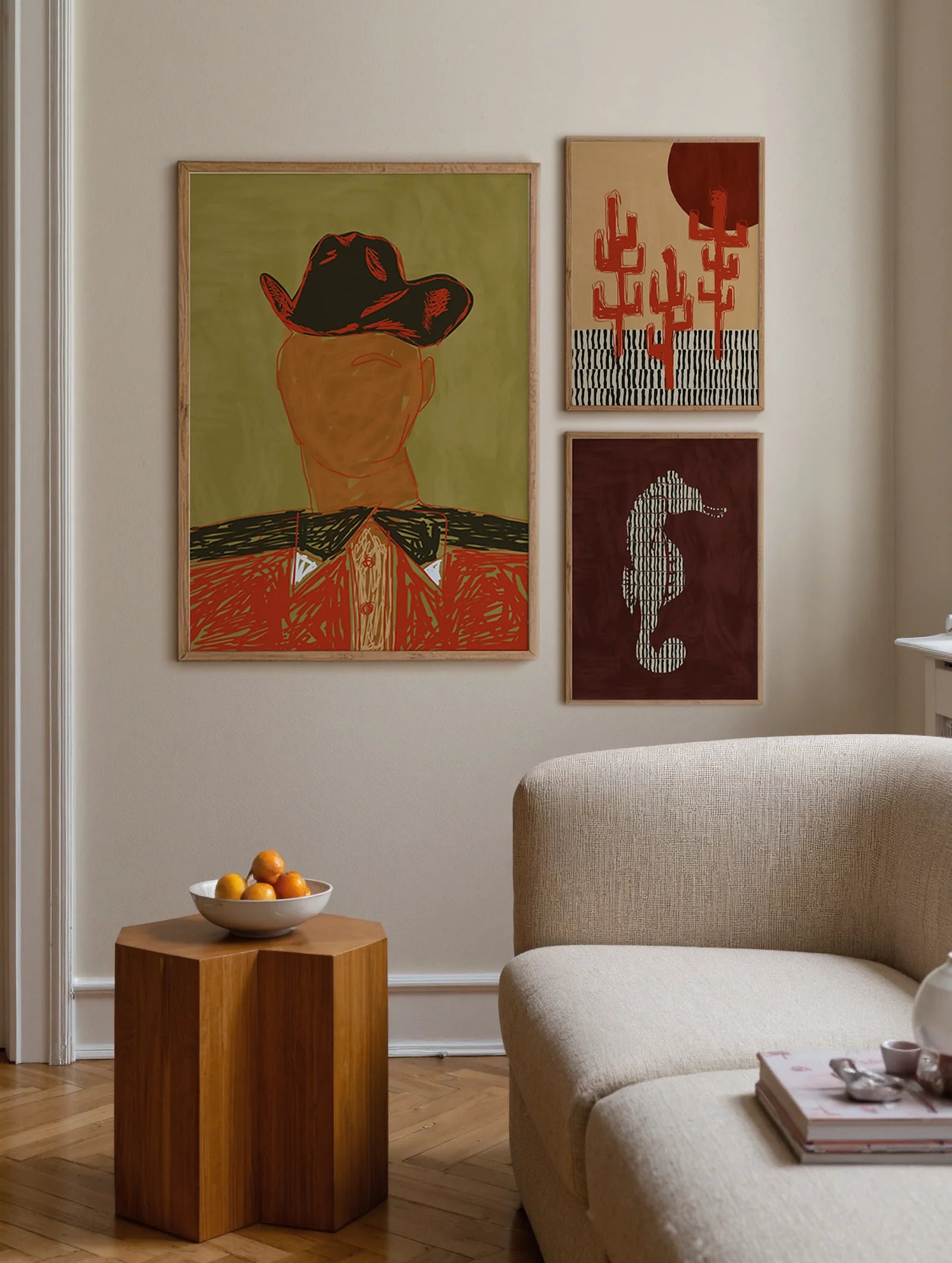 Set Of 3 - Outlaw Set 3 Prints + Light Wood lijsten