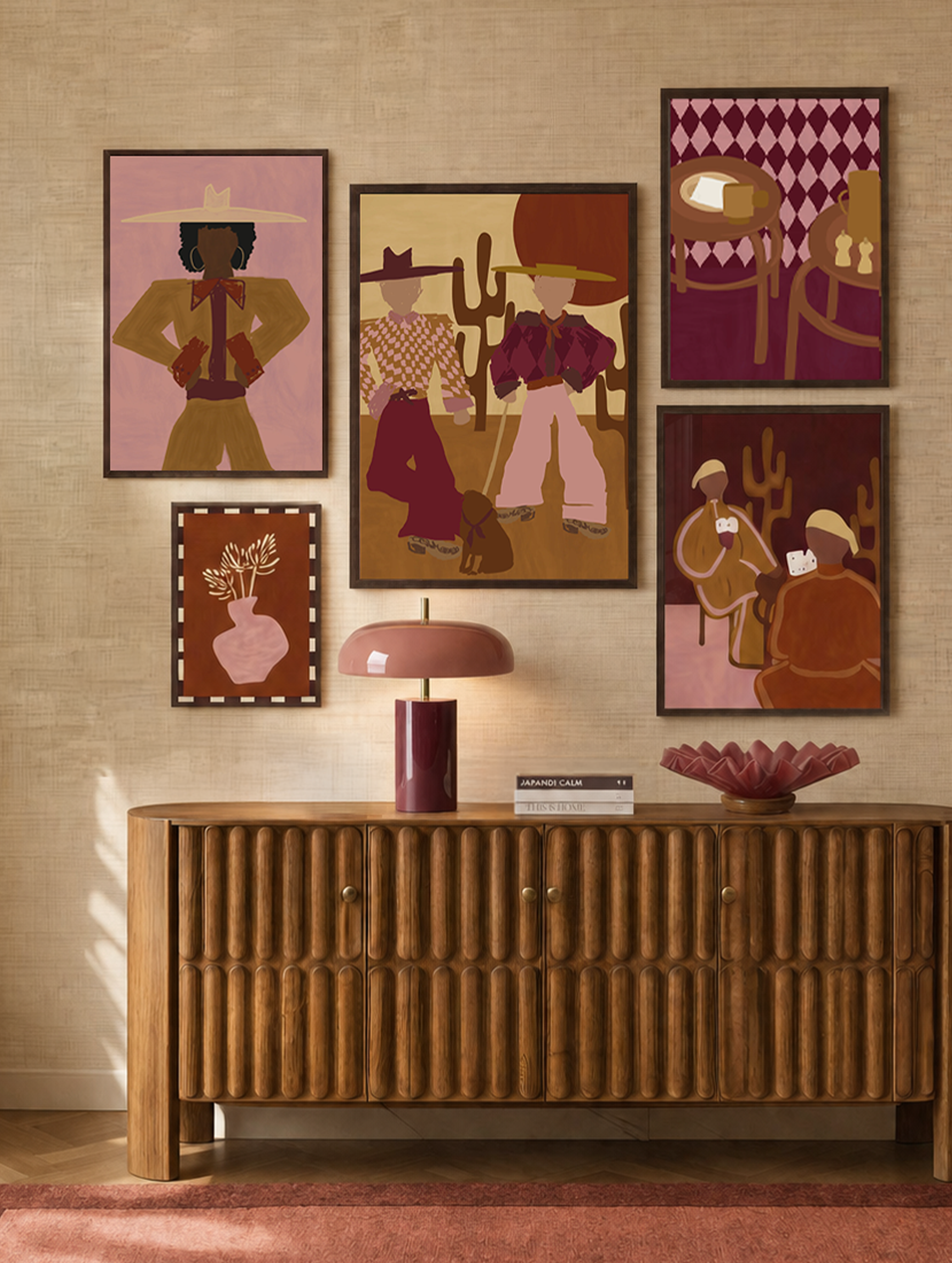 Set Of 5 - Sundown Set 5 Prints + Dark Wood Lijsten