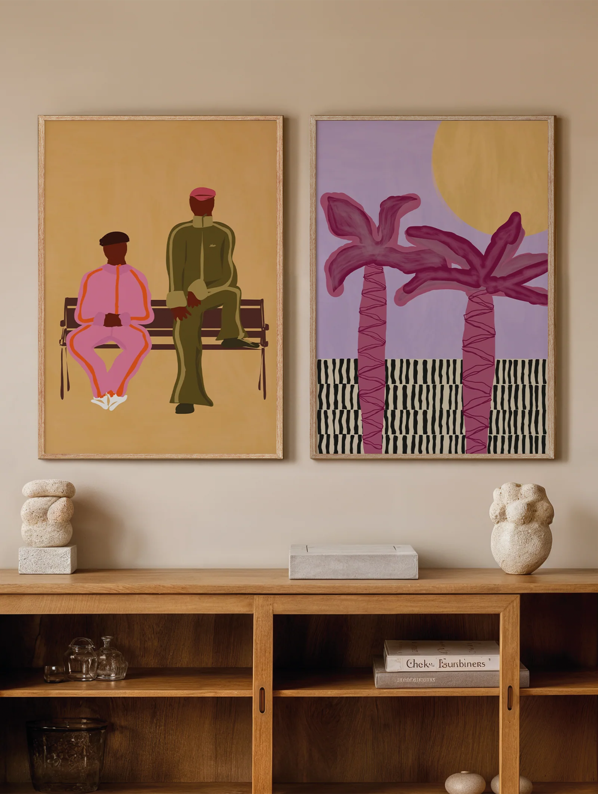 Set Of 2 - Set Sidewalk 2 Prints + Light Wood lijsten