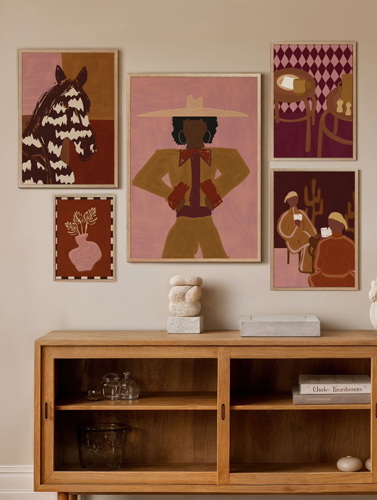 Set Of 5 - Horizon Set 5 Prints + Light Wood Lijsten